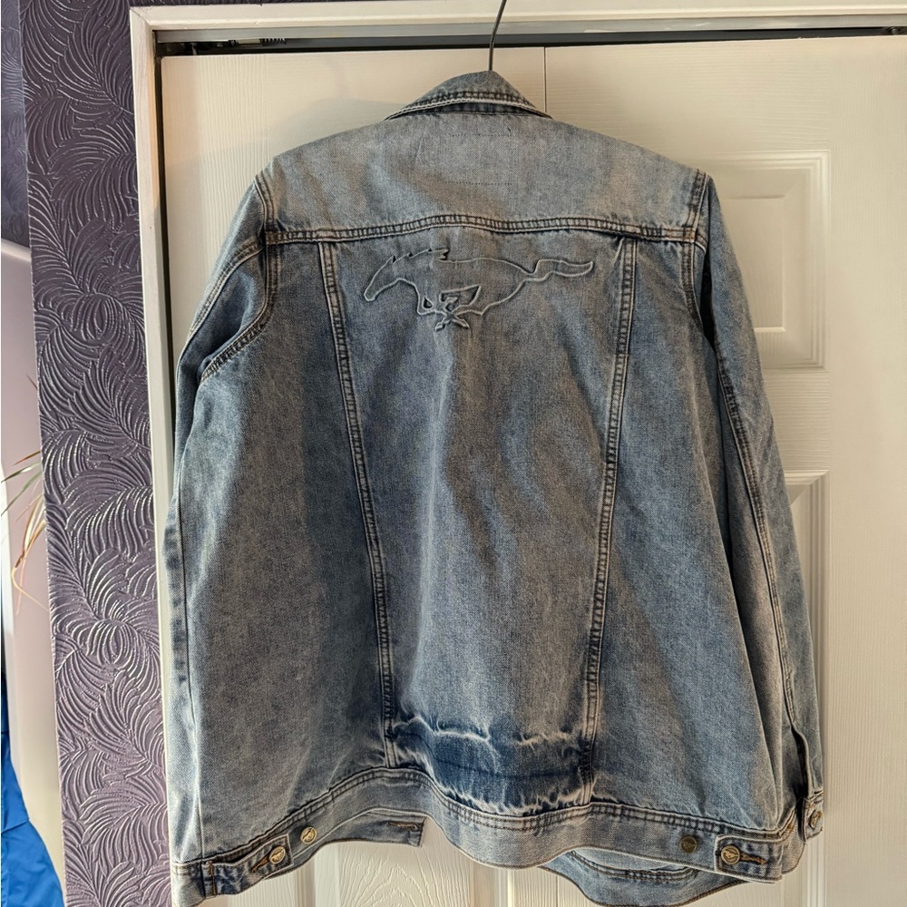 Ford Mustang Blue Denim Jacket with Embossed Logo